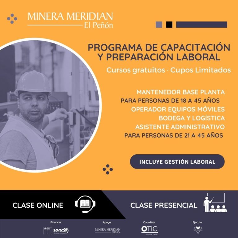 MINERA MERIDIAN EL PEÑÓN Y SENCE INICIARÁN PROGRAMA DE CAPACITACIÓN LABORAL